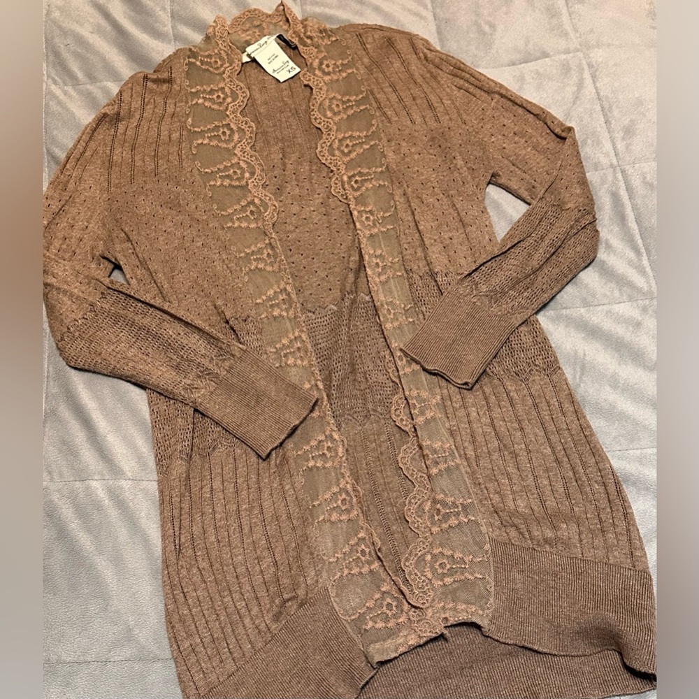 American Rag Brown Lace Cardigan